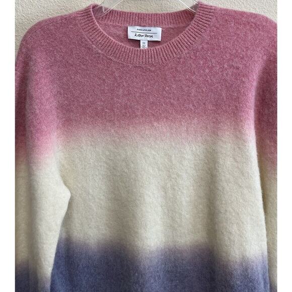 & Other Stories color block Sweater Alpaca Wool Blend Size M Pink Blue Cream - Picture 2 of 11